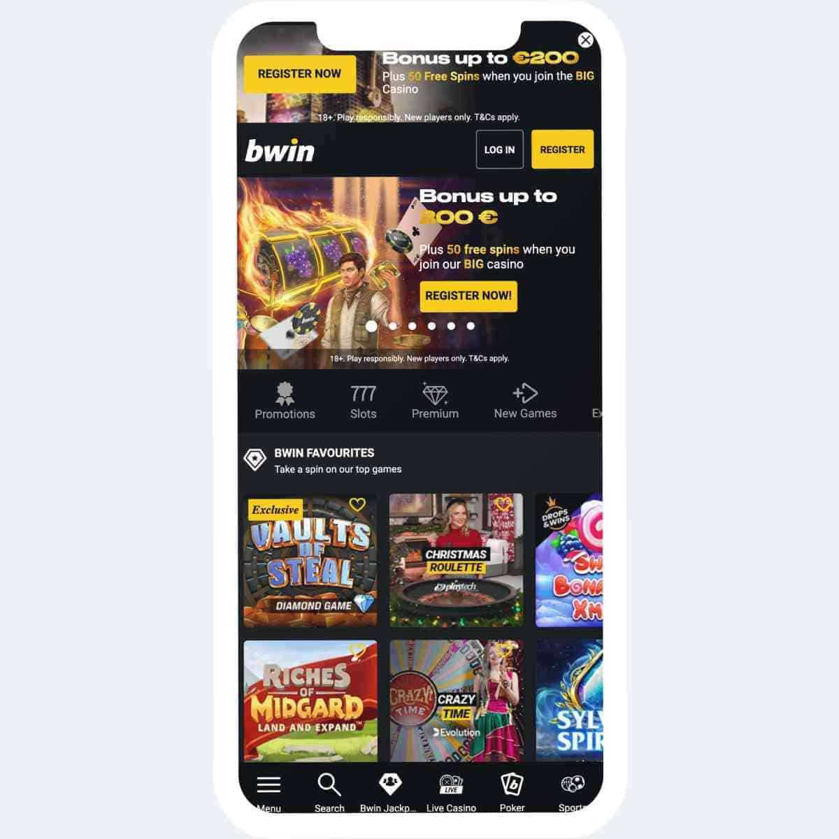 Bwin homepage mobile