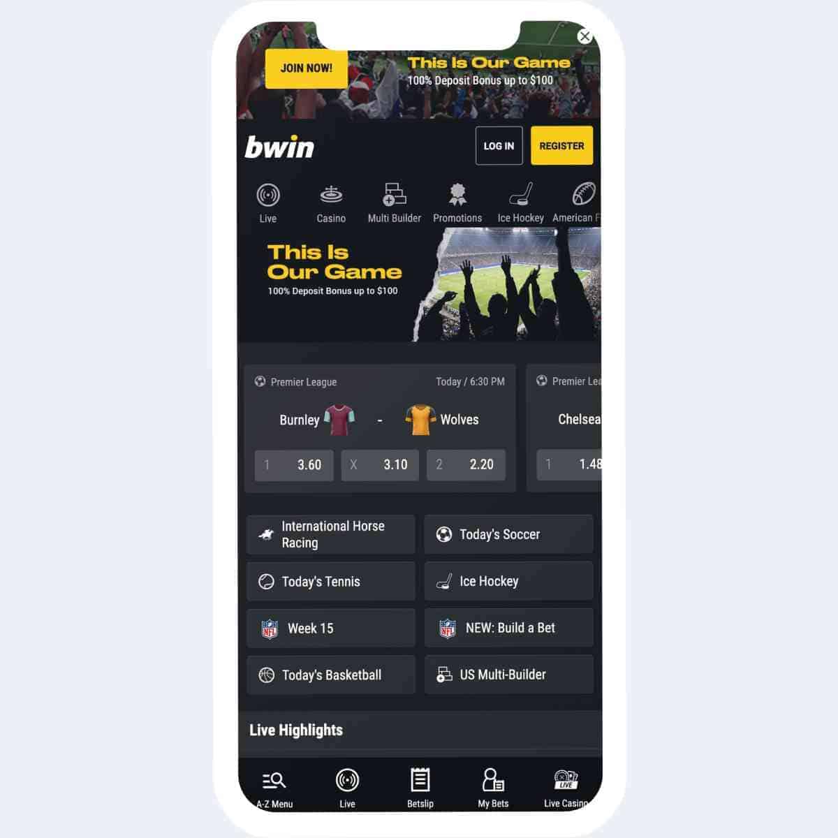 Bwin live score mobile