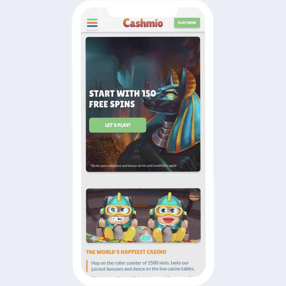 cashmio homepage welcome bonus