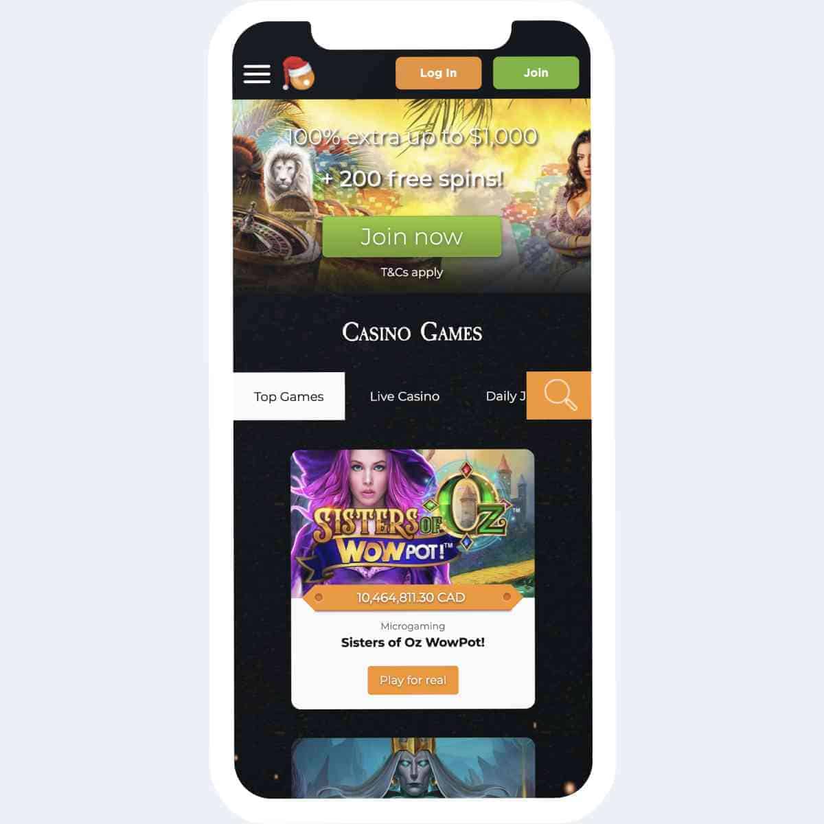 Casino.com homepage mobile