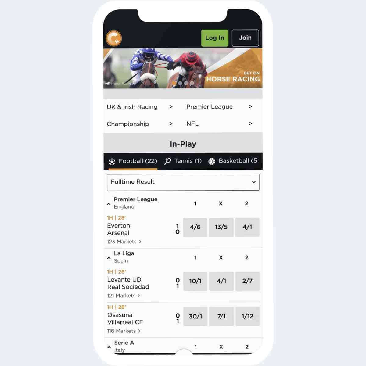 Casino.com live scores mobile