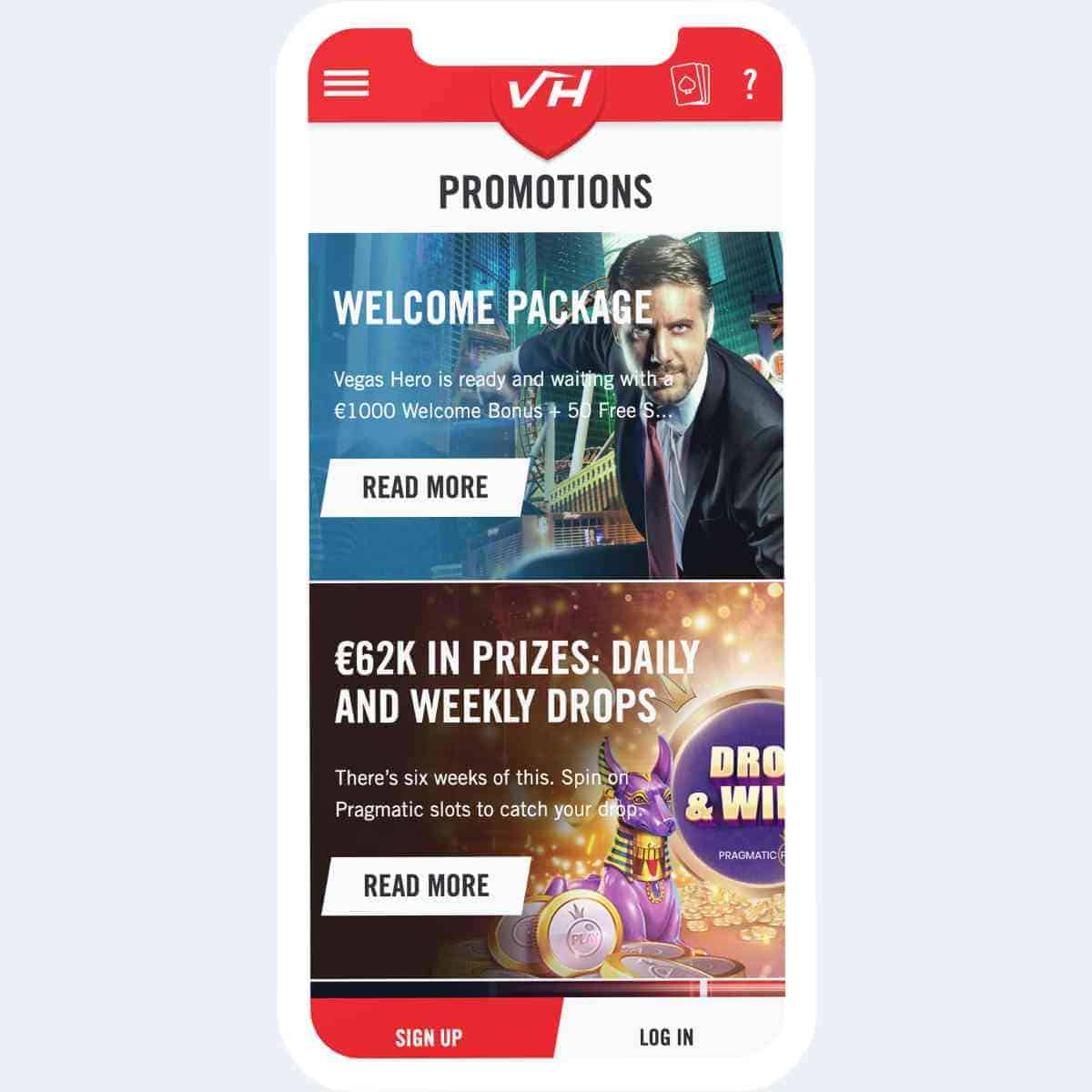 VegasHero promotions mobile