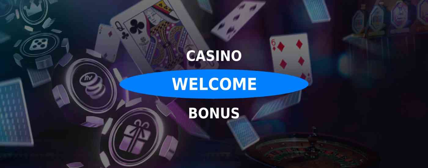 casino welcome bonus with playing cards and chips